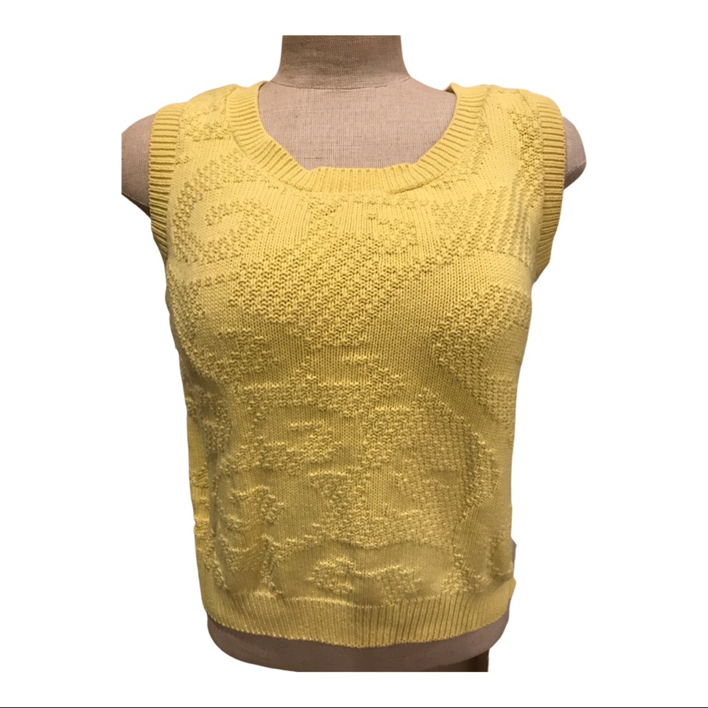 Vintage, sleeveless, canary yellow, crop, sweater vest